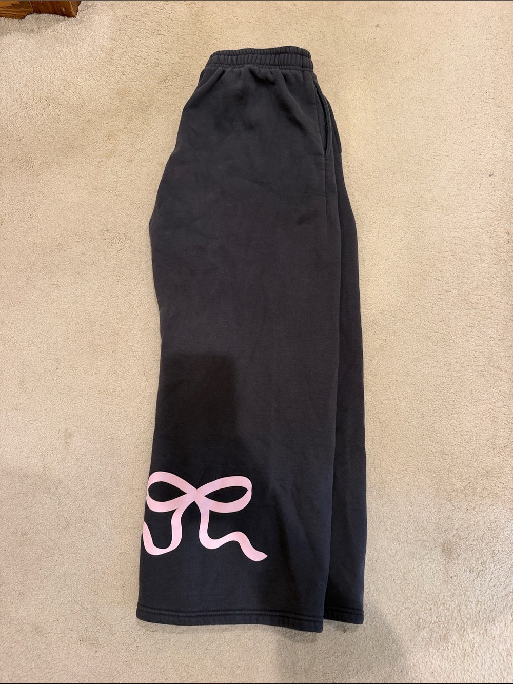 Edikted Black Sweatpants with Pink Bow Graphic